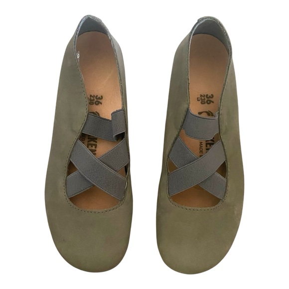 Birkenstock Shoes - Birkenstock Santa Ana Flat Shoe Gray/Green Sz 36 Narrow